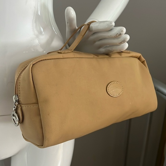 Longchamp Large Double Handle Clutch Zipper Nylon Dopp Bag Made in France - Picture 1 of 14